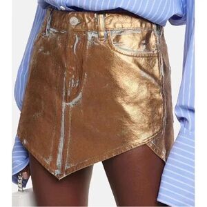 Gold Metallic jean Mini Skirt